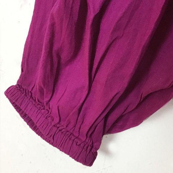 Farm Rio Purple Puff Sleeve Blouse Embroidered Lace Bib - Picture 10 of 13